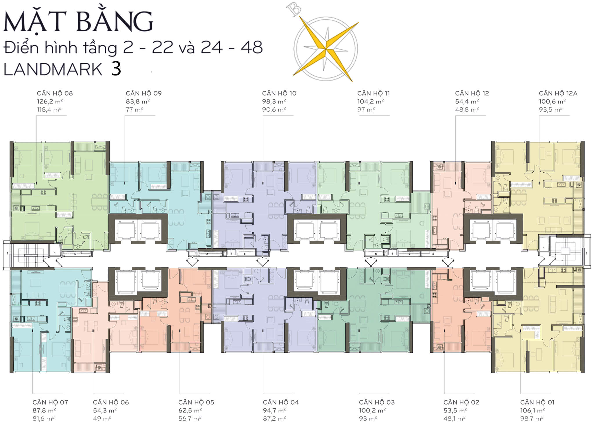 Mặt bằng layout Landmark 3 tại Vinhomes Central Park