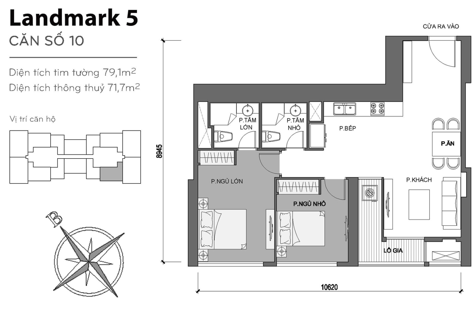 Layout căn hộ 10 tòa The Landmark 5 - Mặt bằng Vinhomes Central Park