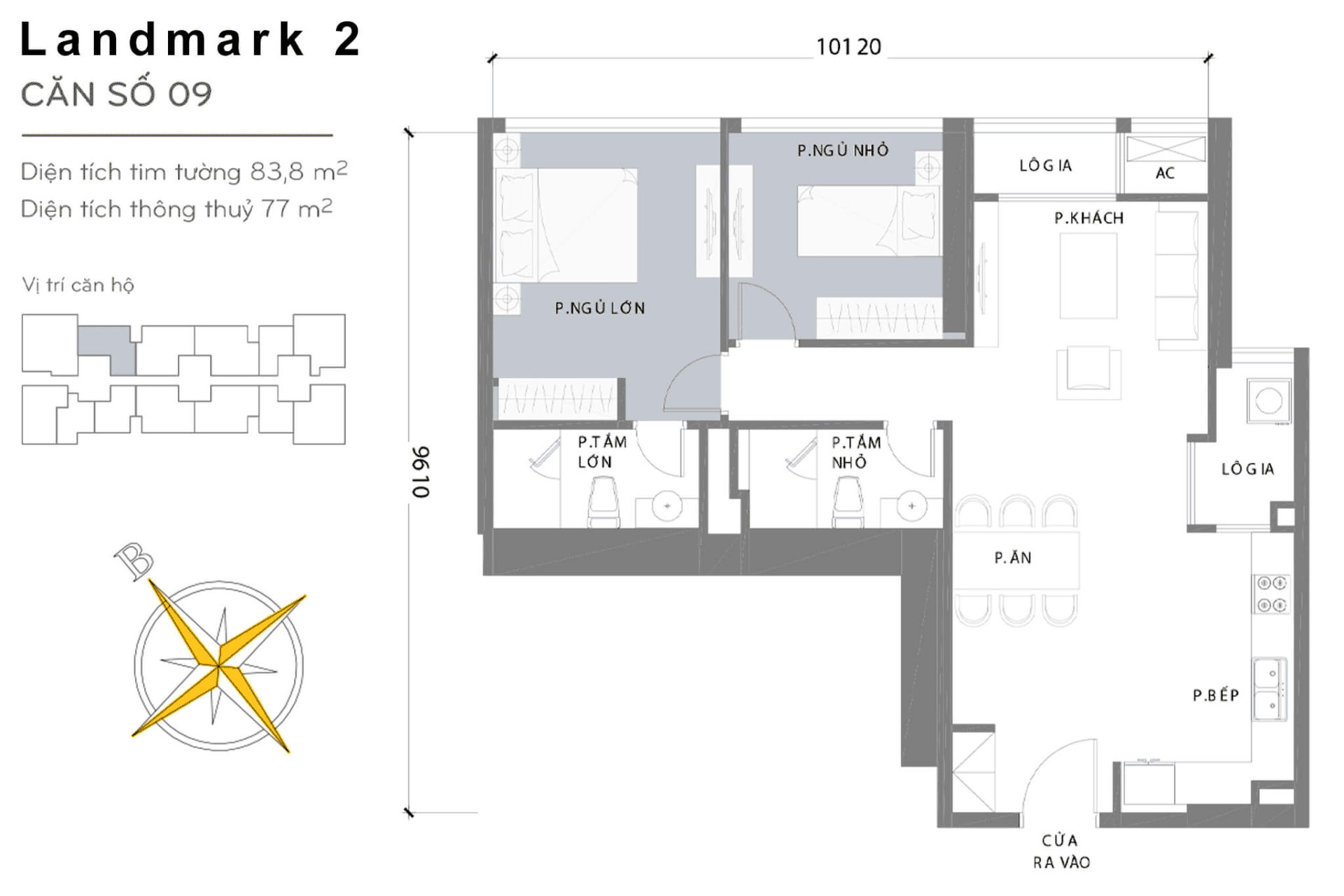 Layout căn hộ 09 tòa The Landmark 2 tại Vinhomes Central Park