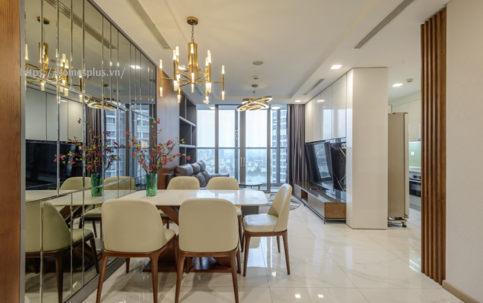 Cho thuê căn hộ 3 phòng ngủ Landmark 81 vòng cung, view hồ bơi, công viên