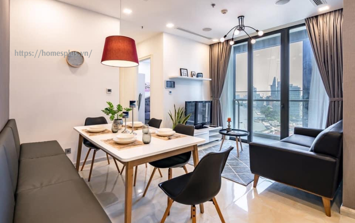Cho thuê căn hộ 2 phòng ngủ Vinhomes Golden River nội thất xinh toà Aqua 1 view sông 